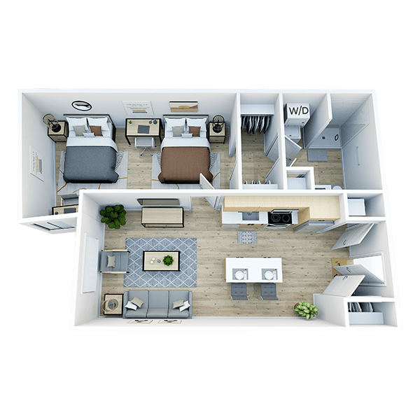 Studio 1-5 Bedroom Student Apartment Floor Plans | Trailside Student Living