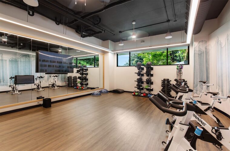 Fitness center with yoga studio