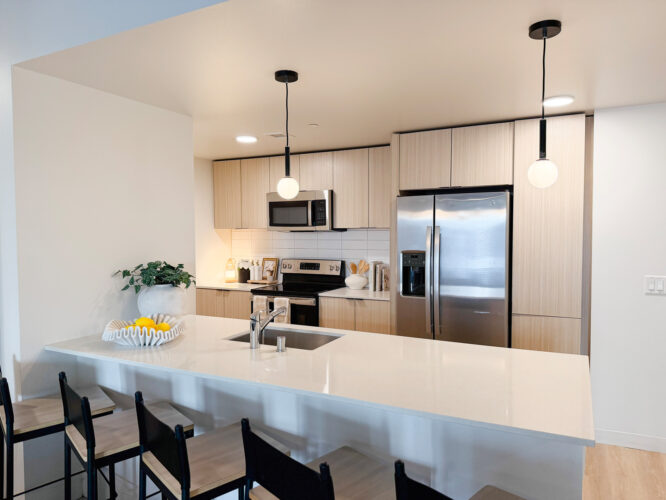 kitchen apartment with counter seating